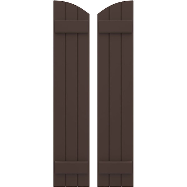 Ekena Millwork Americraft 3-Board (2 Batten) Wood Joined Board-n-Batten Shutters w/Ellipt Top, ARW101BE311X77TBH, PR ARW101BE311X77TBH - main